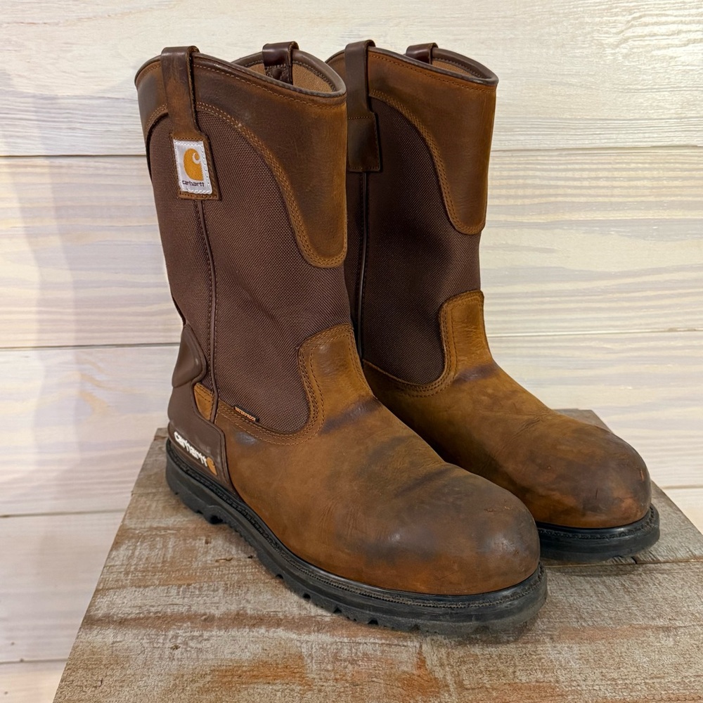 Carhartt Men's Work Boot Size 14 Waterproof Safety Toe CMP1200 Wellington Brown